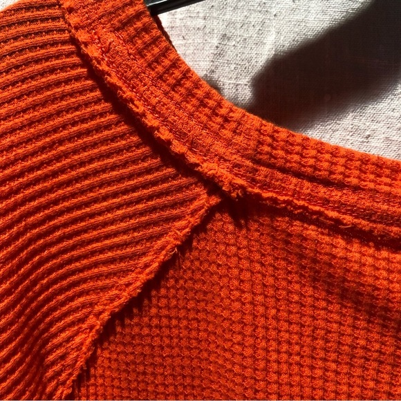We the Free orange waffle knit long sleeve henly boatneck cotton reverse seams S - Picture 8 of 8